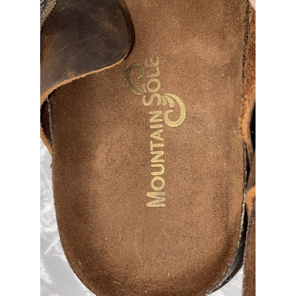 Mountain Sole Brown Leather Cork Footbed Sandals Women's US Size 8 Crisscross - Picture 8 of 8